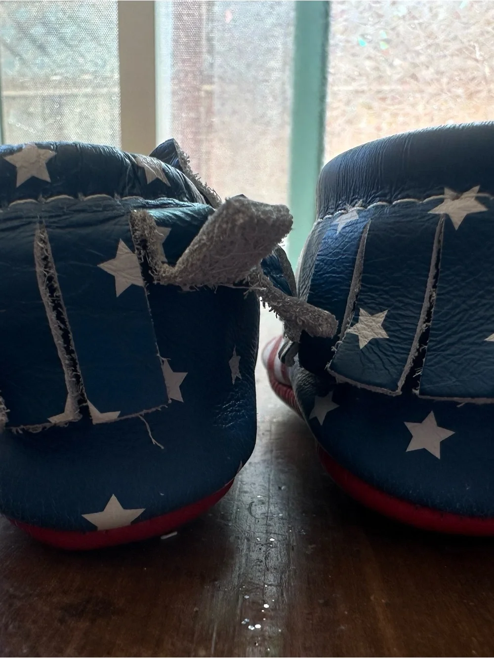 Freshly Picked Kids Moccasins - Blue & Red American Flag